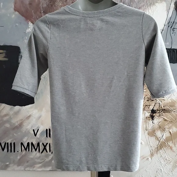 Selected Femme Jeans Grey Light Sweater Short Sleeve Crew Neck Top Women M - Picture 4 of 7